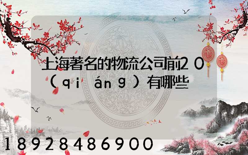 上海著名的物流公司前20強(qiáng)有哪些