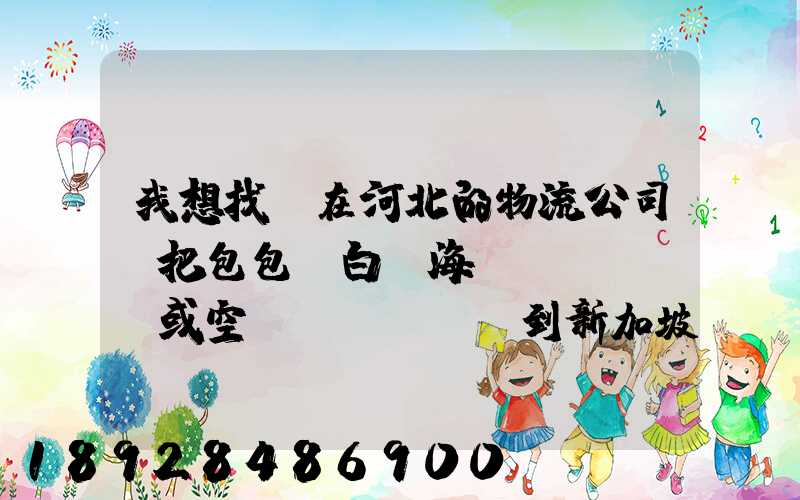 我想找間在河北的物流公司,把包包從白溝海運(yùn)或空運(yùn)到新加坡,有沒有可靠...