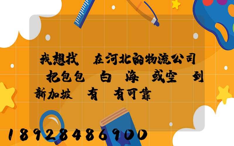 我想找間在河北的物流公司,把包包從白溝海運或空運到新加坡,有沒有可靠...