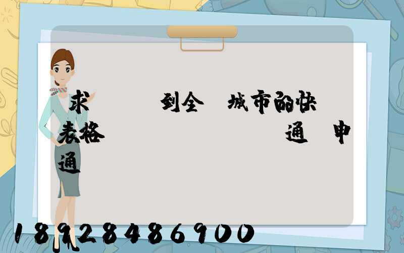求張義烏到全國城市的快遞表格(順豐,韻達,圓通,申通)
