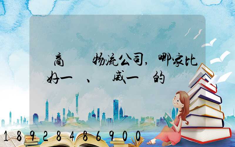 電商倉儲物流公司,哪家比較好一點、權威一點的